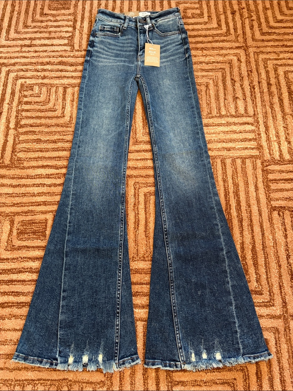 BKE Buckle “Billie” Slim Fit High Rise Super Flare Distressed Jeans 22 x 33 1/2